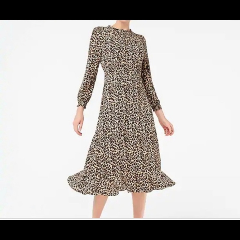 Long-sleeve Leopard Dress-NWT-Sz 4-Jcrew Factory